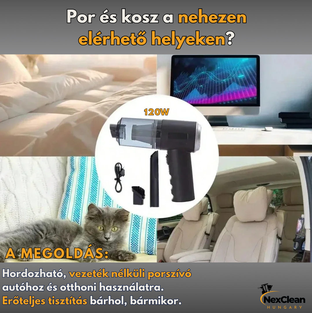 NexClean Vezeték Nélküli Kézi Porszívó 120W
